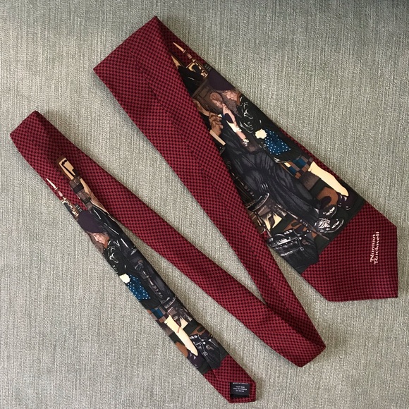 EUC Vintage 1995 100% Silk Norman Rockwell Necktie - Picture 3 of 7